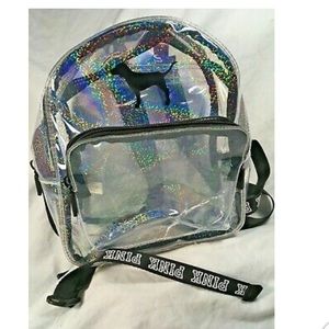 VS Pink Mini Backpack Clear Sparkly Glitter